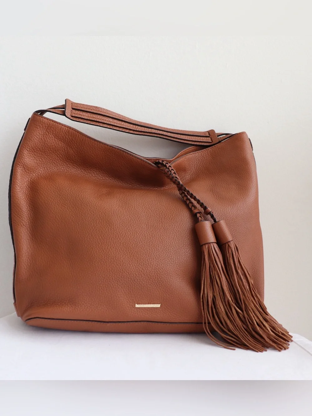 Rebecca Minkoff Isobel Large Brown Soft Leather Shoulder Hobo Bag Tassel Accent